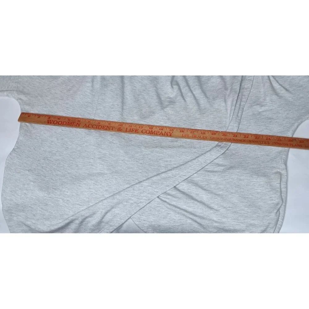 Athleta Womens Large Purana Wrap Sweatshirt Gray Heather Ribbed Long Sleeve Top - Picture 8 of 15